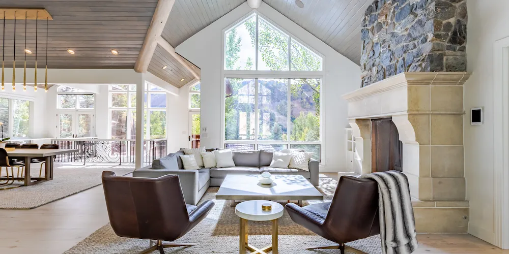 Aspen vacation rentals living room with fireplace